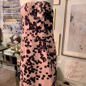 Black and blush polka dot dress from The Limited